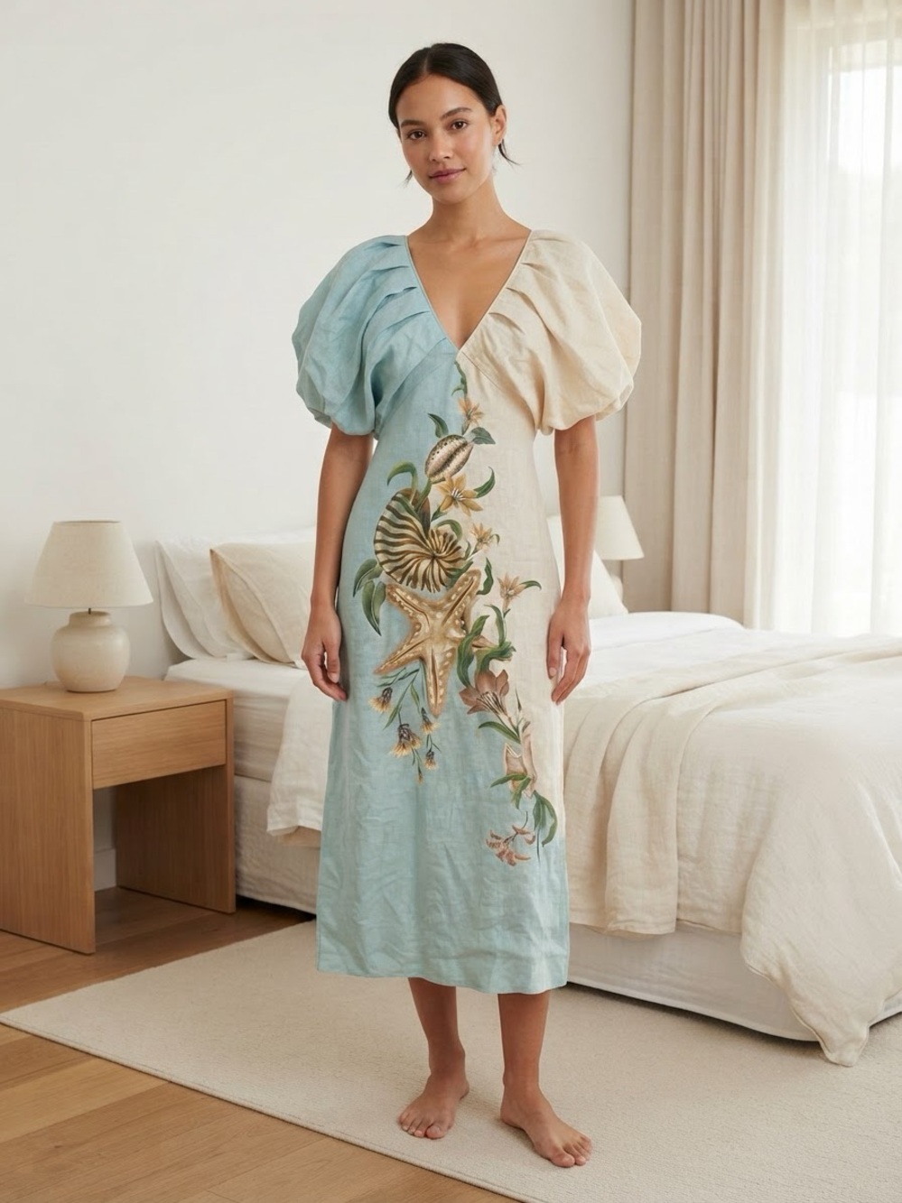 🐚 🌊 FARM Rio NWT Marine Garden Multicolor Midi Dress Sz S